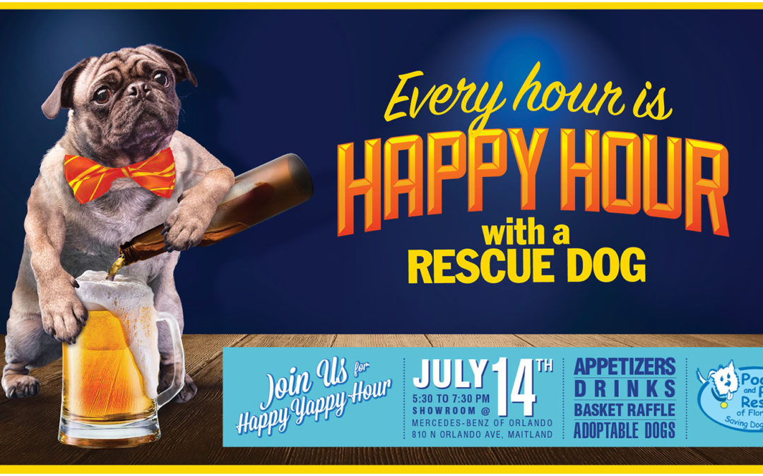 Dog Rescue Photo Illustration and Banner Design Happy Hour