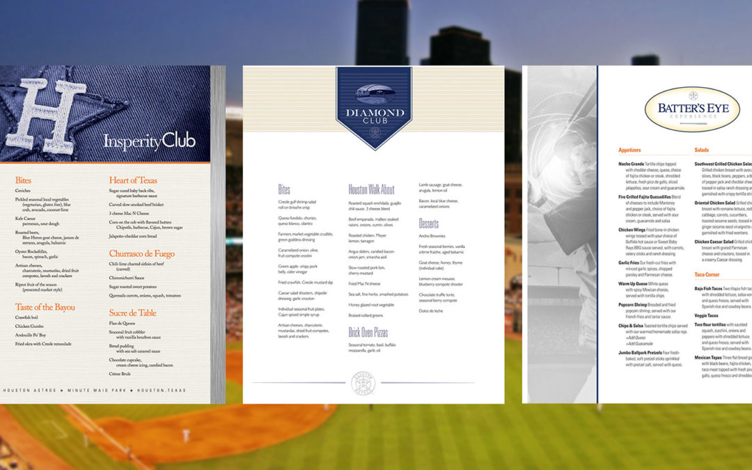 Sports Club Luxury Suites Menu Design Baseball